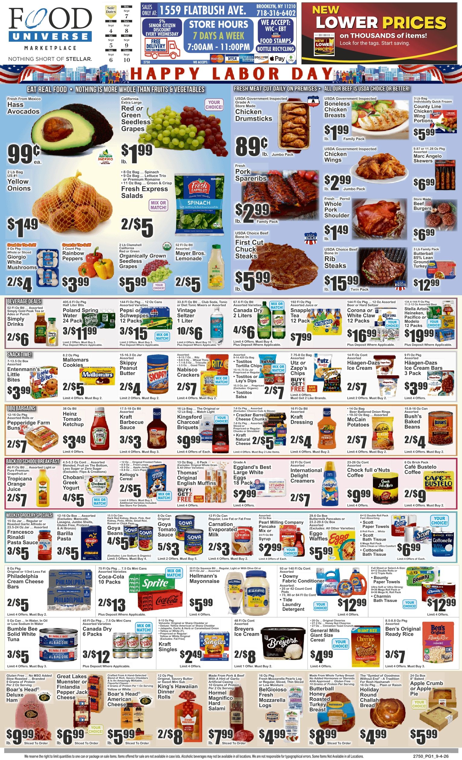 Food Universe (1559 Flatbush Avenue, Brooklyn, NY) Weekly Ad September 4 - 10, 2026