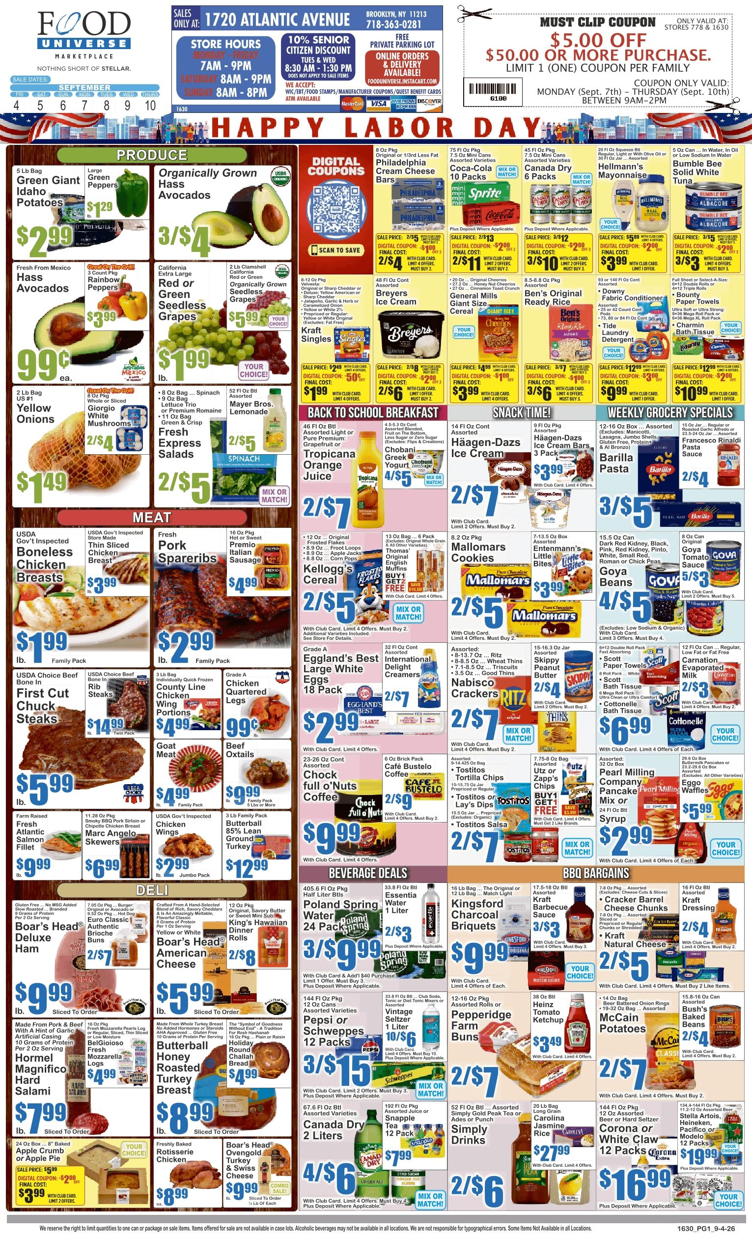 Food Universe (1720 Atlantic Ave., Brooklyn, NY) Weekly Ad September 4 - 10, 2026