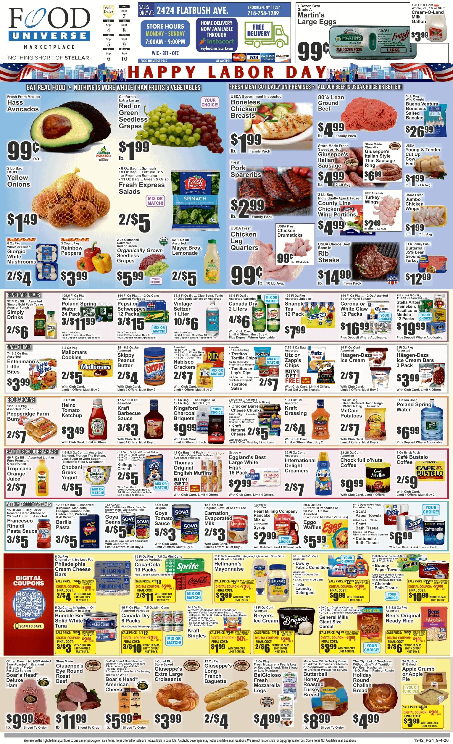 Food Universe (2424 Flatbush Ave., Brooklyn, NY) Weekly Ad September 4 - 10, 2026