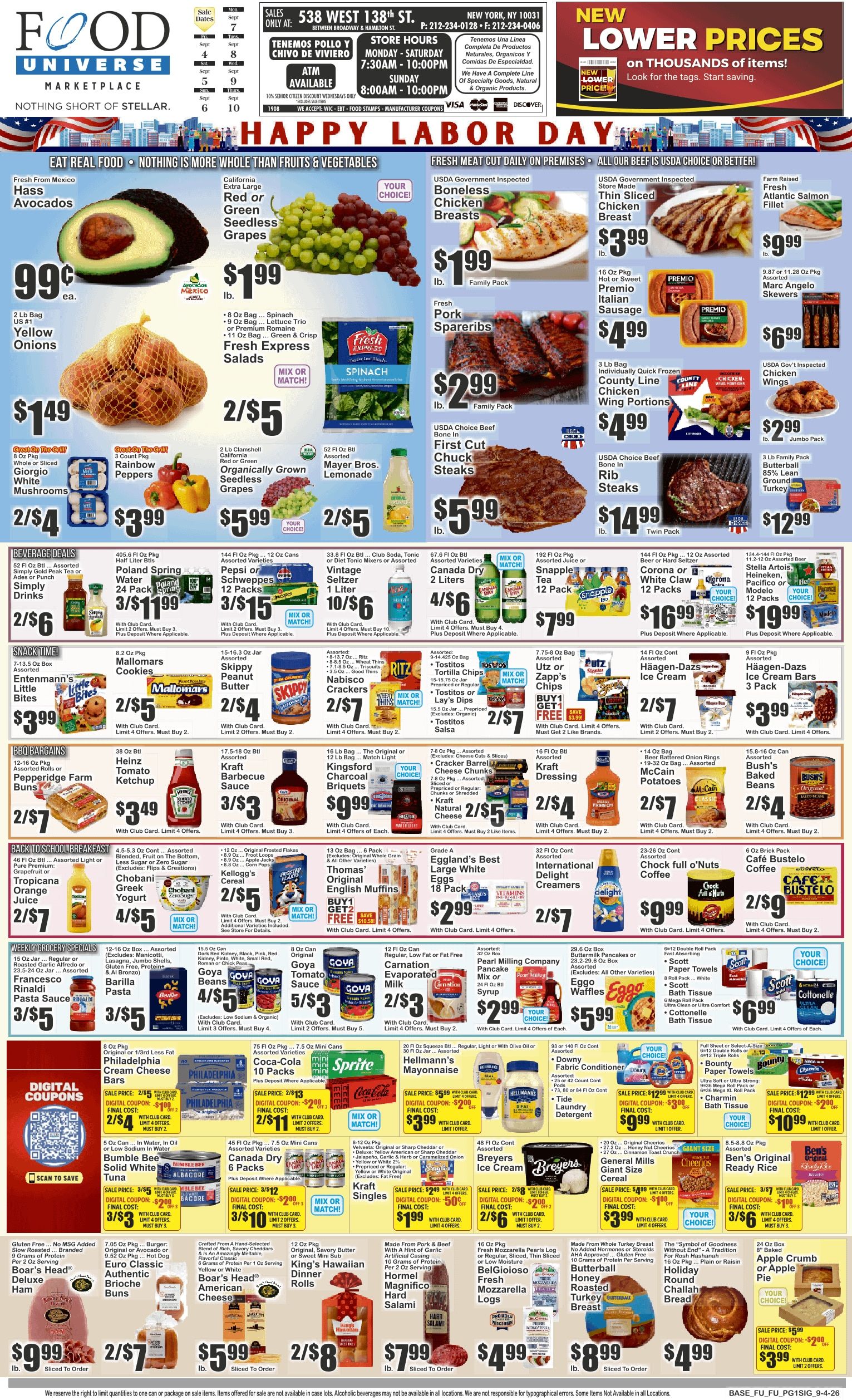 Food Universe (538 W. 138th St., New York, NY) Weekly Ad September 4 - 10, 2026