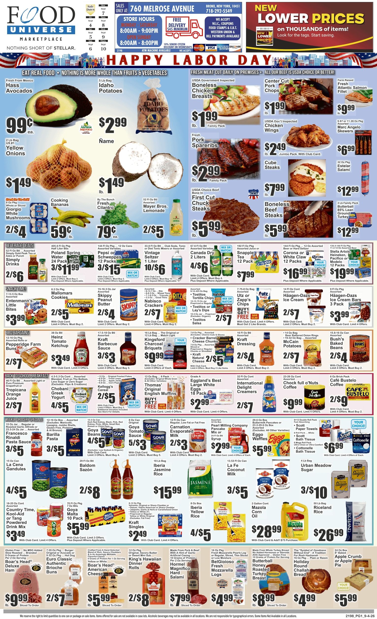 Food Universe (760 Melrose Ave., Bronx, NY) Weekly Ad September 4 - 10, 2026