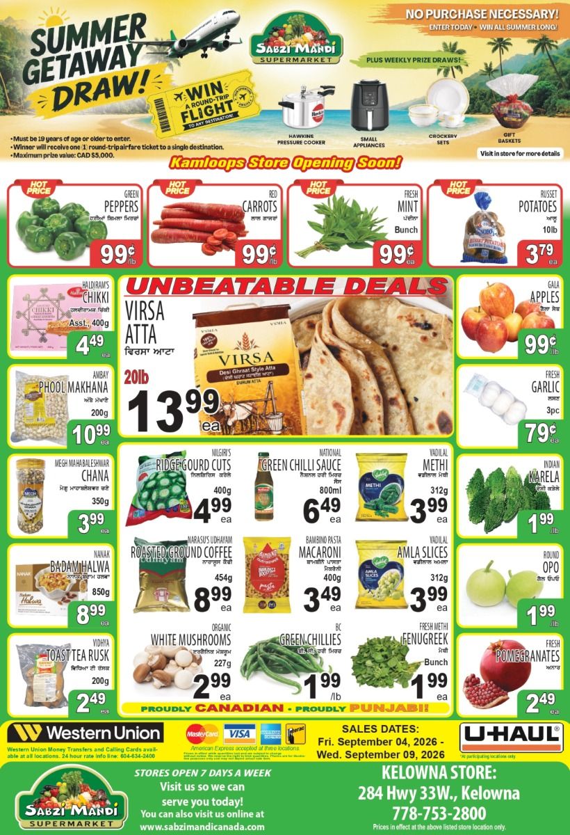 Sabzi Mandi Supermarket (Kelowna) Flyer September 4 to 9