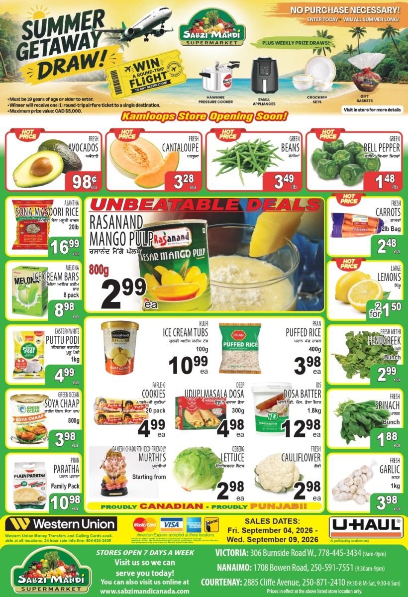 Sabzi Mandi Supermarket (Vancouver Island) Flyer September 4 to 9