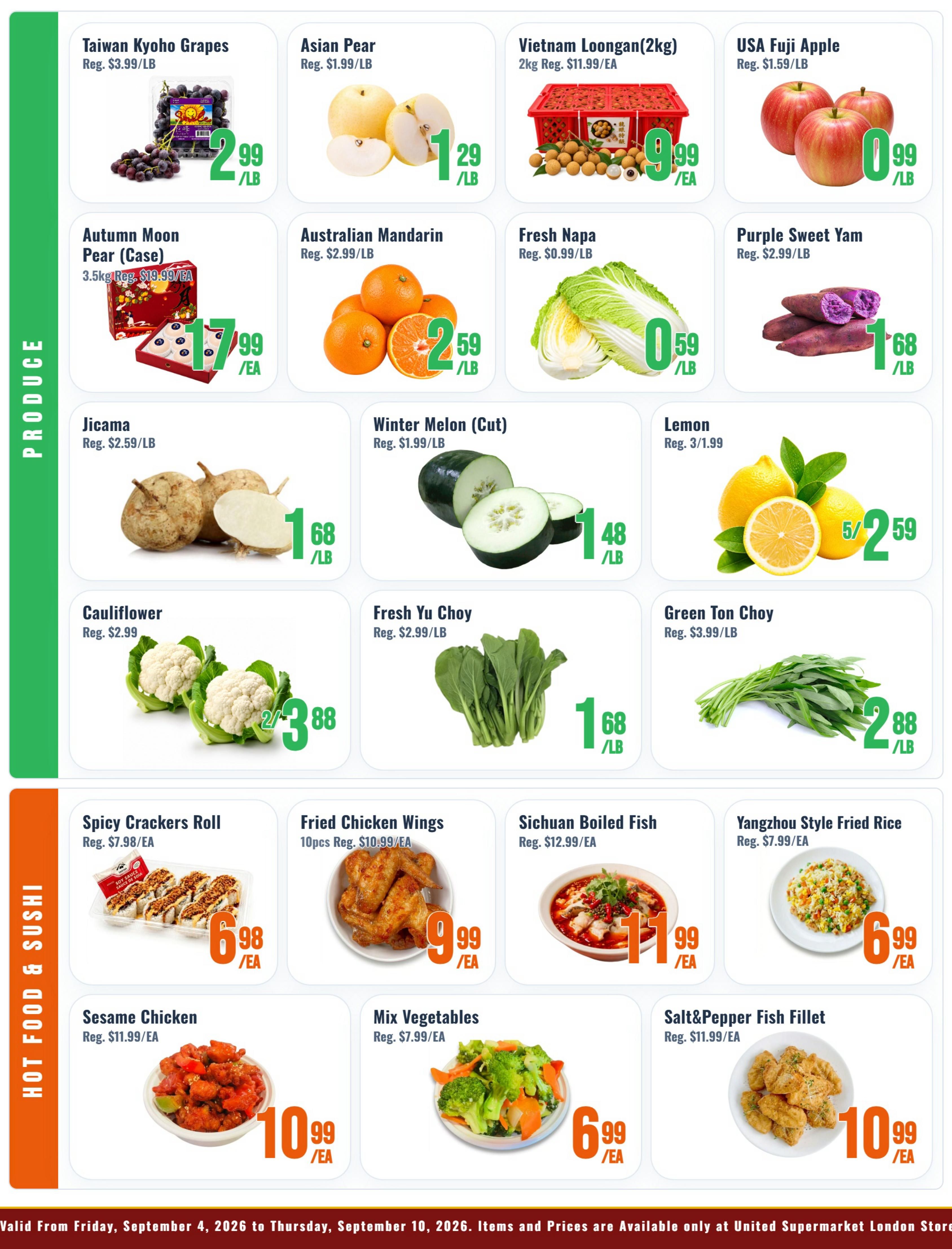 United Supermarket (London) Flyer September 4 to 10
