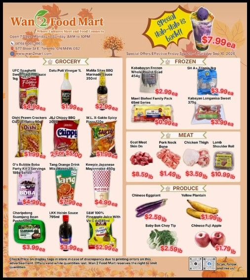Wan 2 Food Mart Flyer September 4 to 10