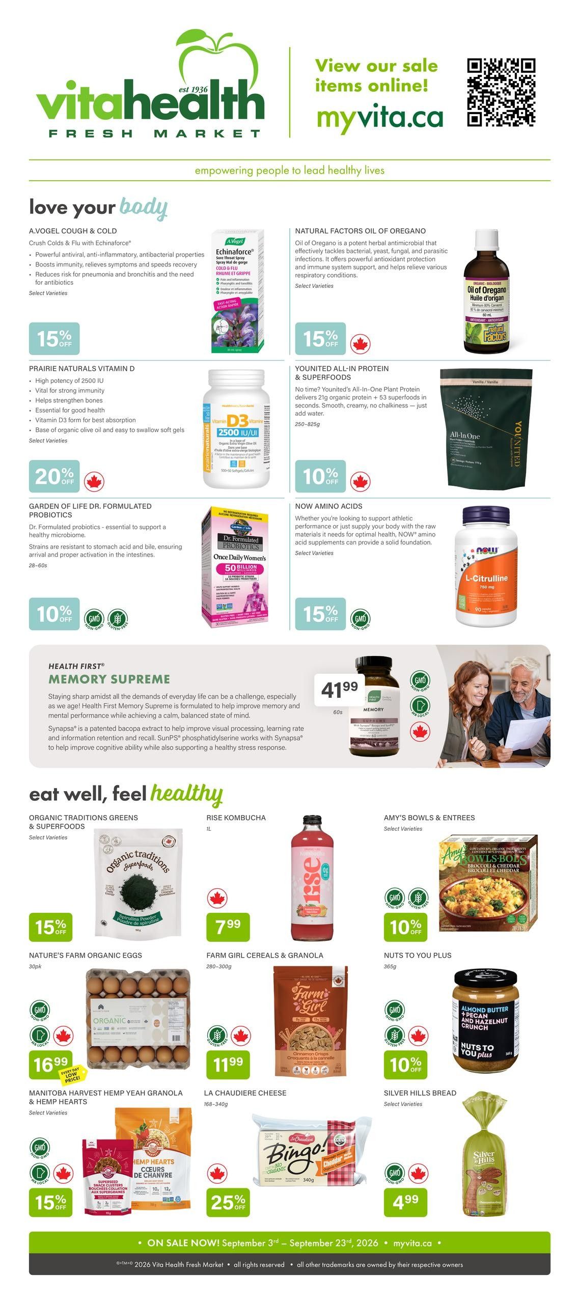 Vita Health Fresh Market Flyer September 3 to 23