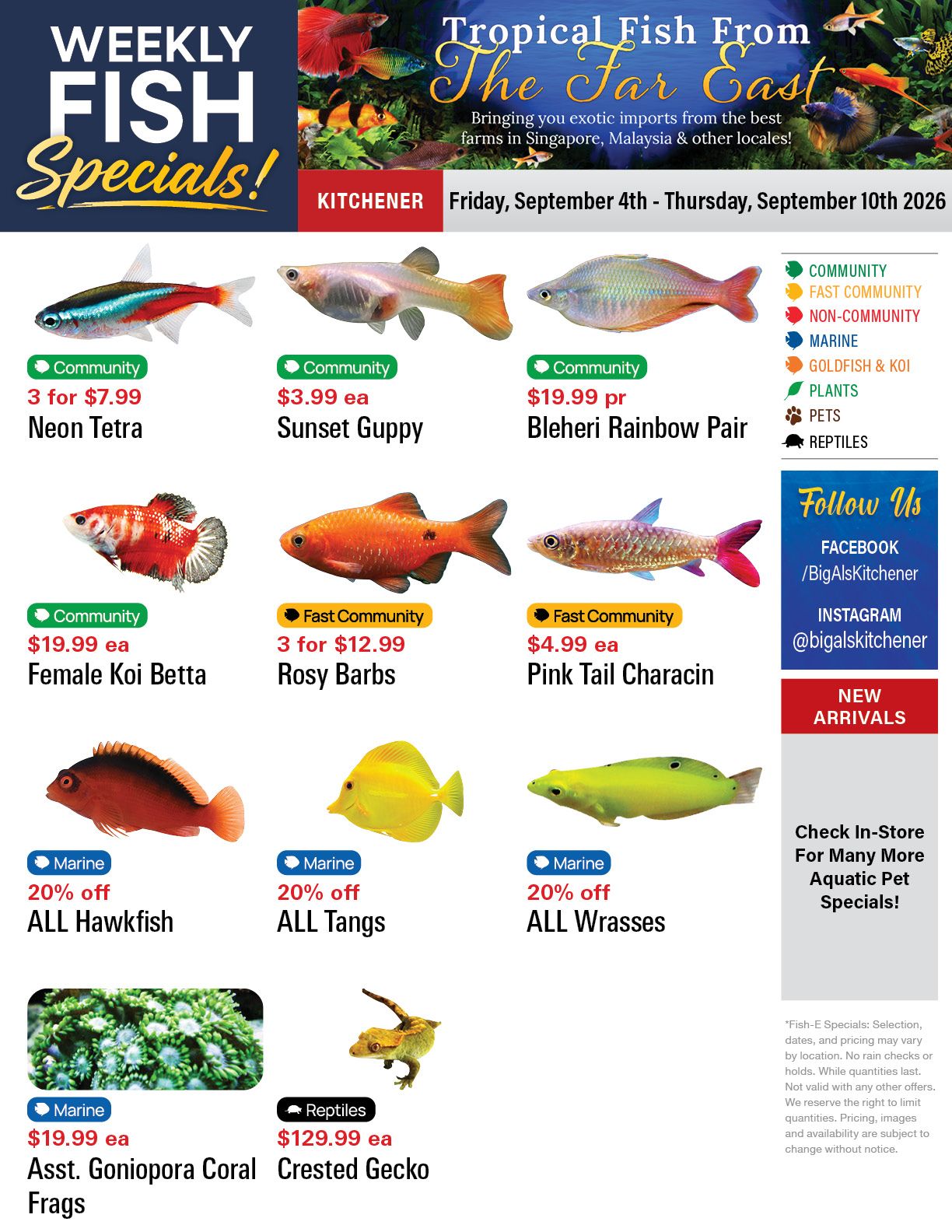 Big Al's (Kitchener) Weekly Specials September 4 to 10