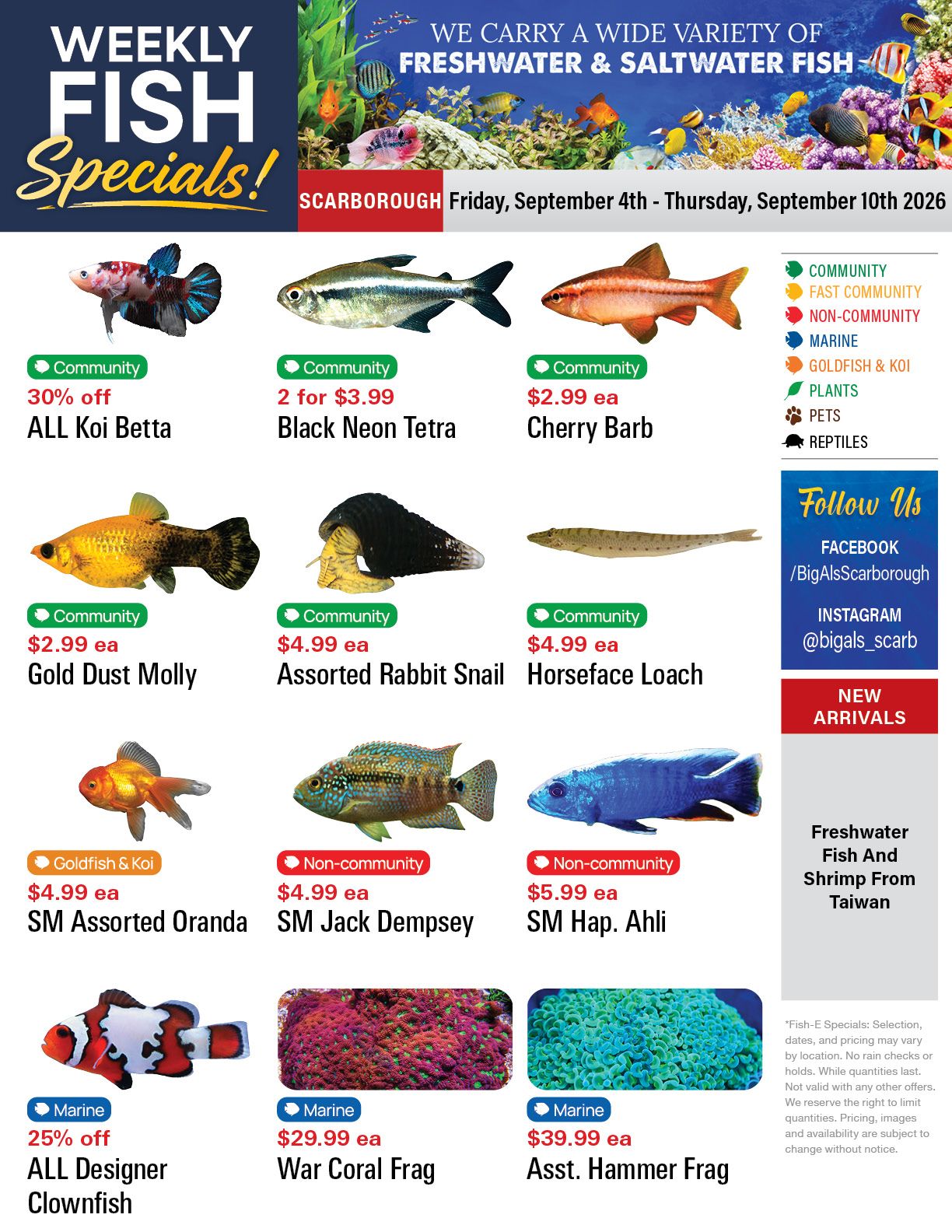 Big Al's (Scarborough) Weekly Specials September 4 to 10
