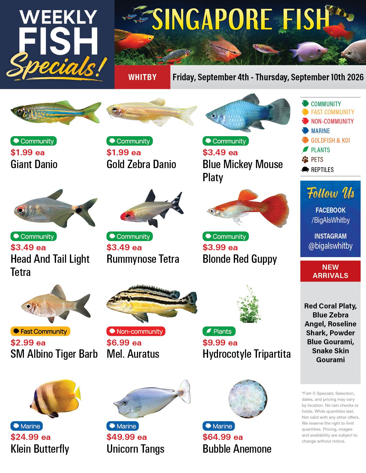 Big Al's (Whitby) Weekly Specials September 4 to 10