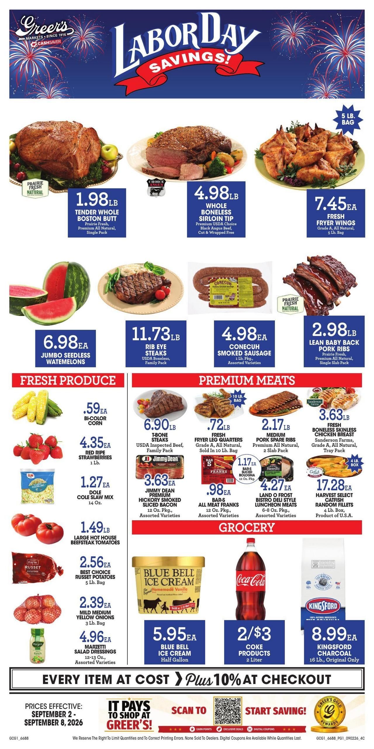 Greer's Markets Weekly Ad September 2 - 8, 2026