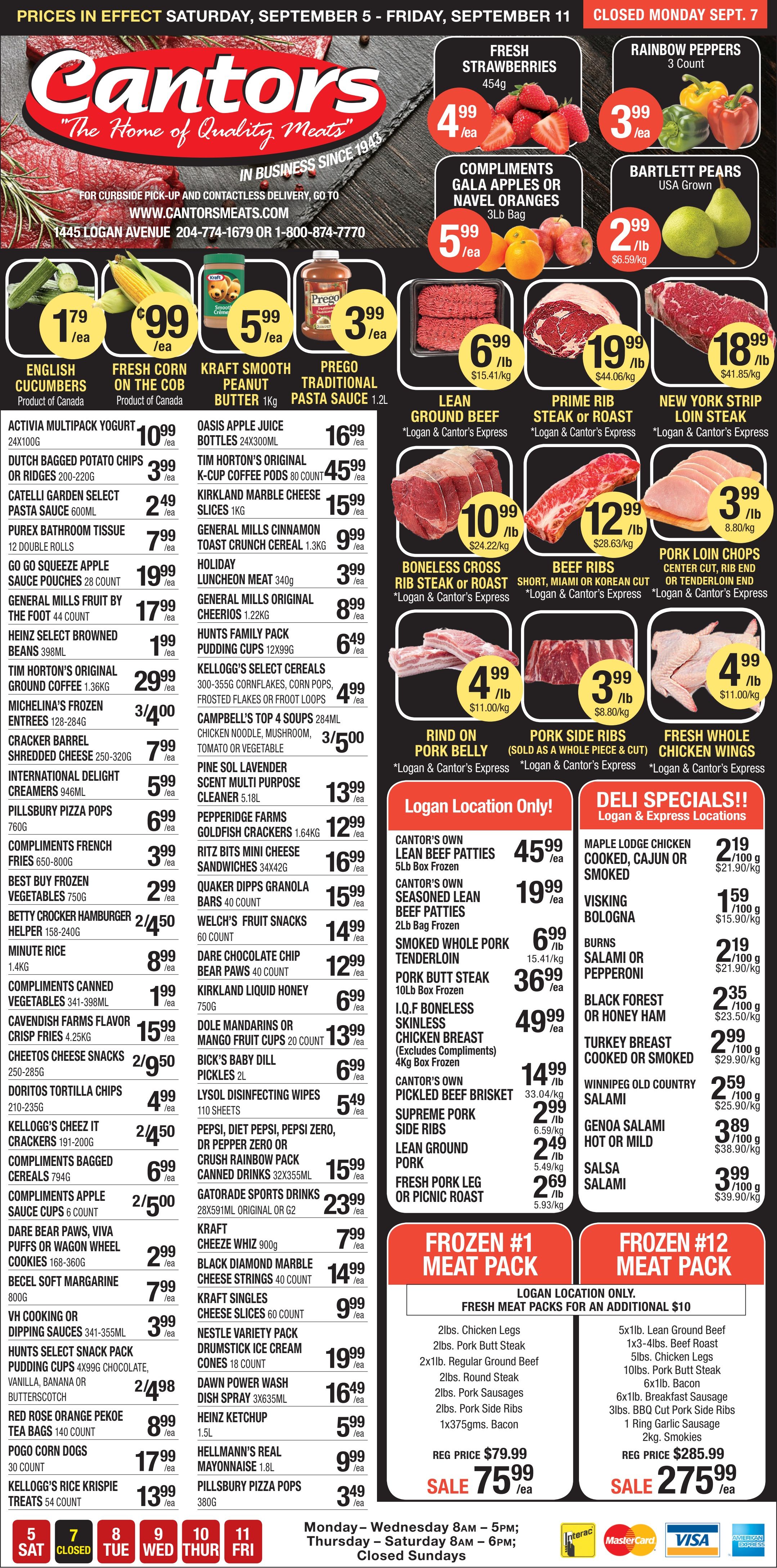 Cantor's Meats Flyer September 5 to 11