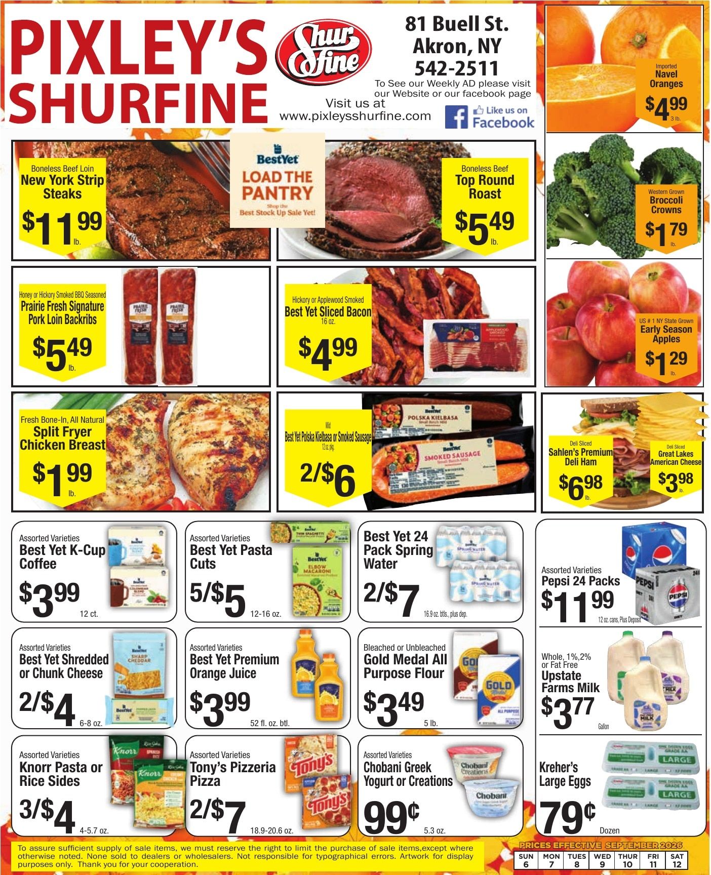 Pixley's Shurfine Food Mart Weekly Ad September 6 - 12, 2026