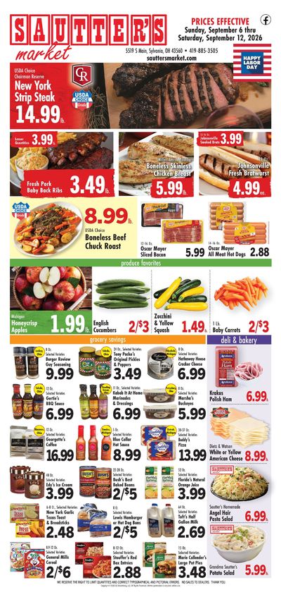 Sautter's Market Weekly Ad September 6 - 12, 2026