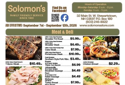 Solomon's Store Weekly Ad September 7 - 12, 2026