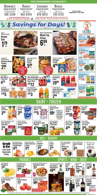 Loranger Supermarket Weekly Ad September 6 - 12, 2026
