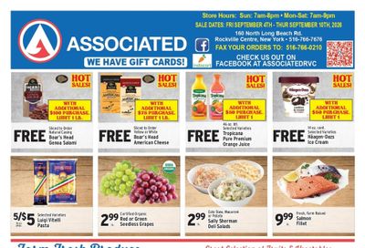 Associated Supermarkets (Carle Place Area, NY) Weekly Ad September 4 - 10, 2026