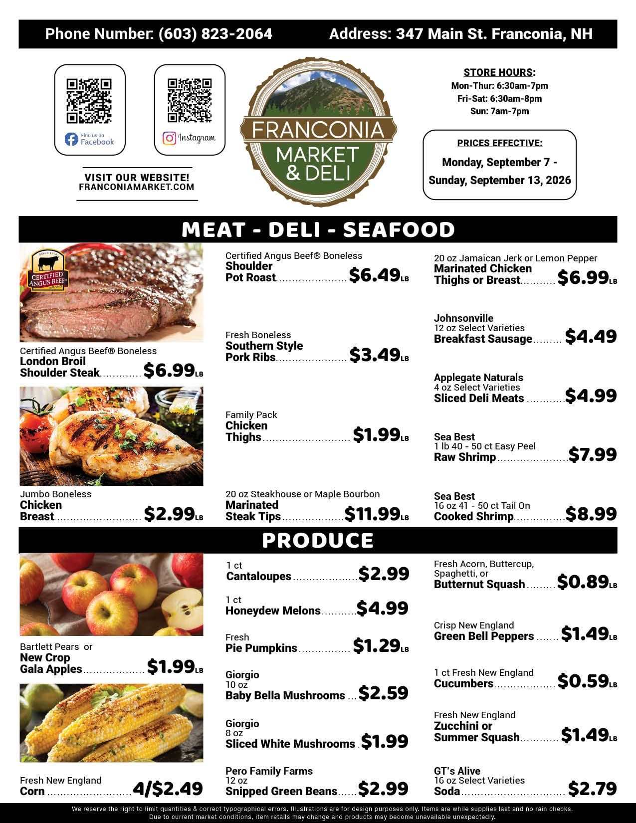 Franconia Market Weekly Ad September 7 - 13, 2026