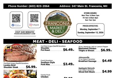 Franconia Market Weekly Ad September 7 - 13, 2026