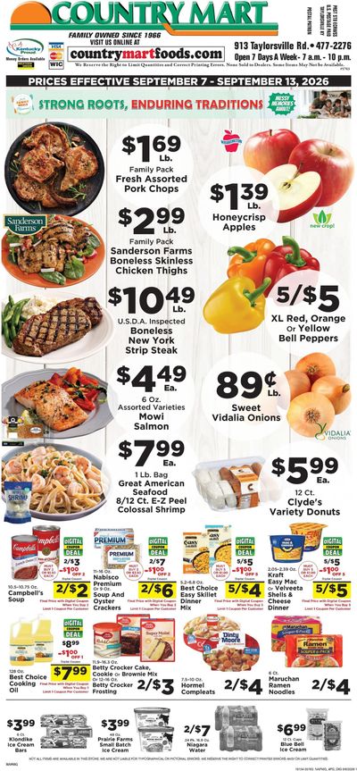 Taylorsville Country Mart Weekly Ad September 7 - 13, 2026