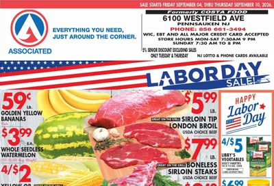 Associated Supermarkets (Haddonfield Area, NJ) Weekly Ad September 4 - 10, 2026