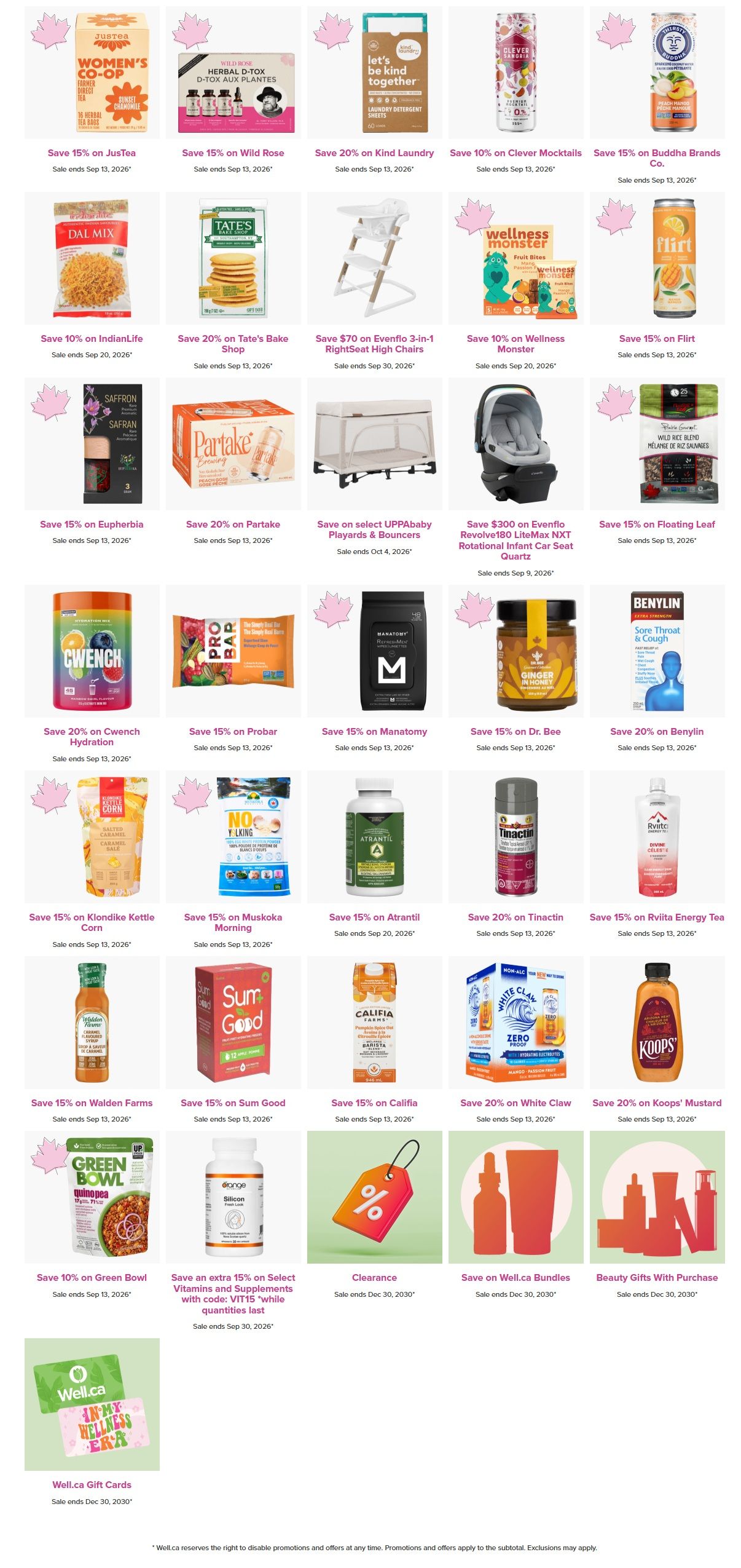 Well.ca Weekly Sales September 7 to 13