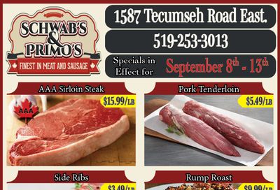 Schwab's & Primo's Flyer September 8 to 13