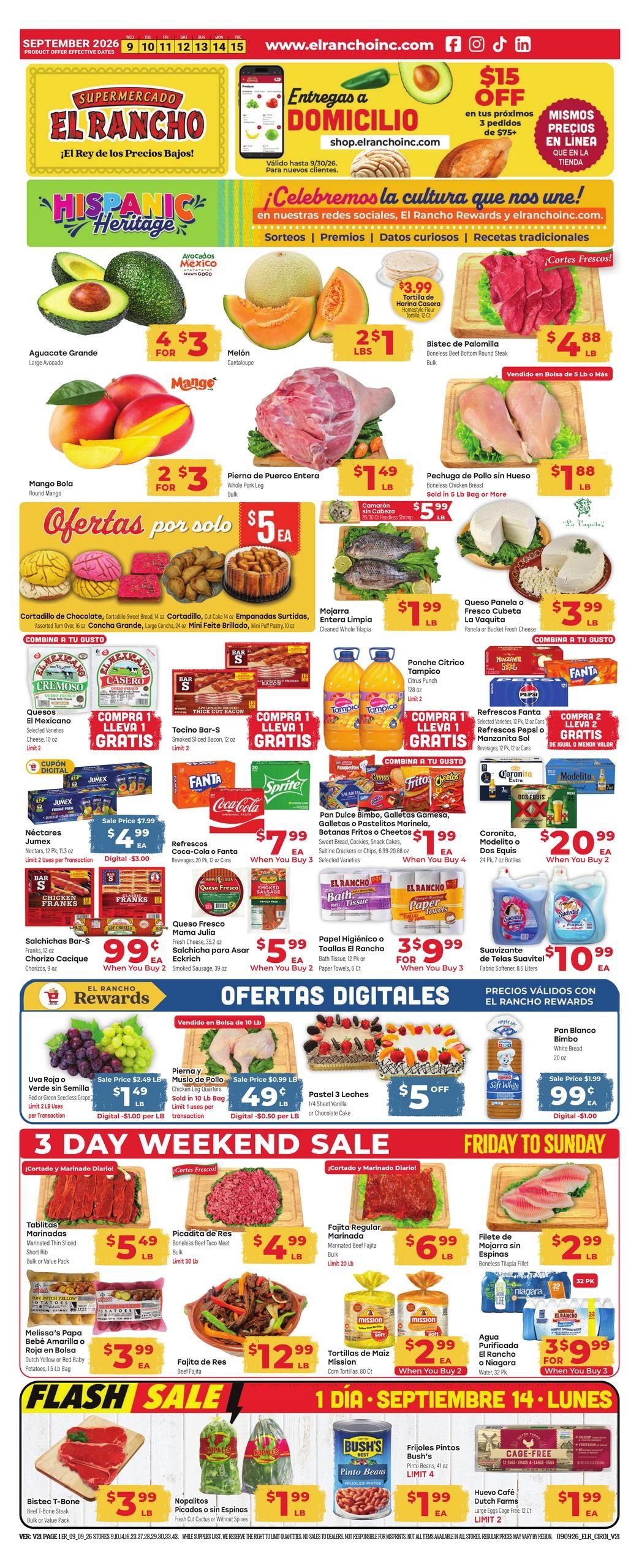 El Rancho Supermercado (Allen Area, TX) Weekly Ad September 9 - 15, 2026