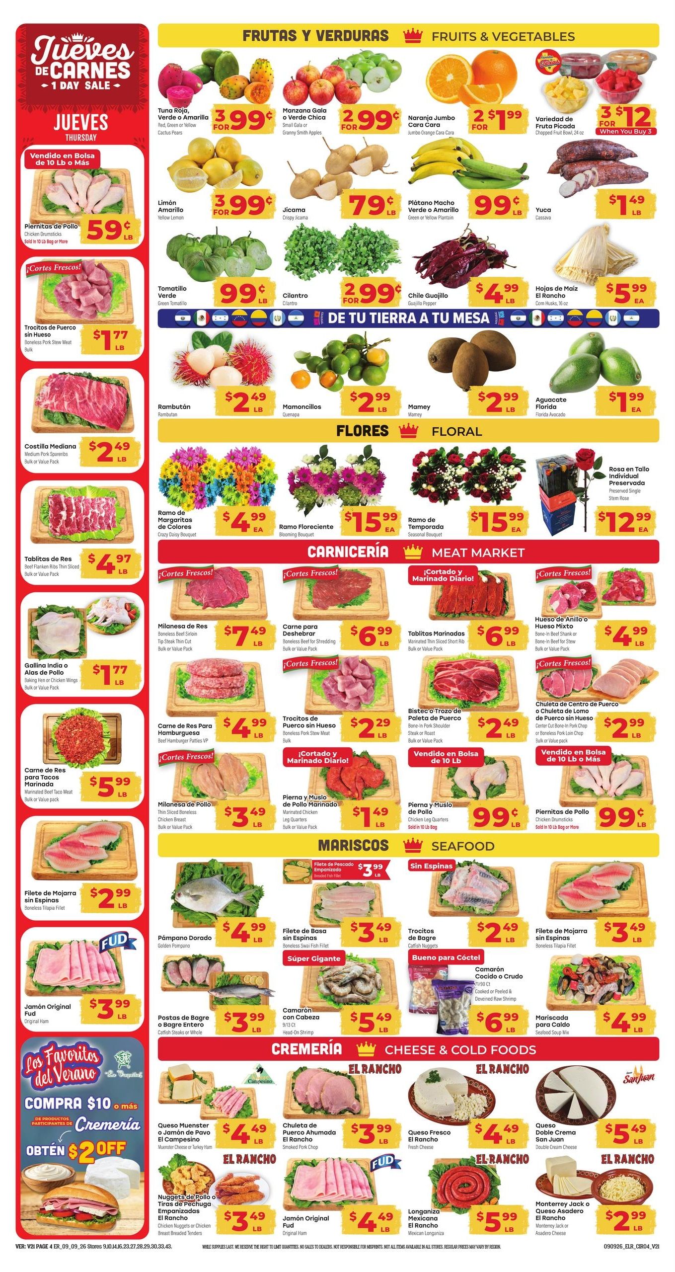 El Rancho Supermercado (Allen Area, TX) Weekly Ad September 9 - 15, 2026