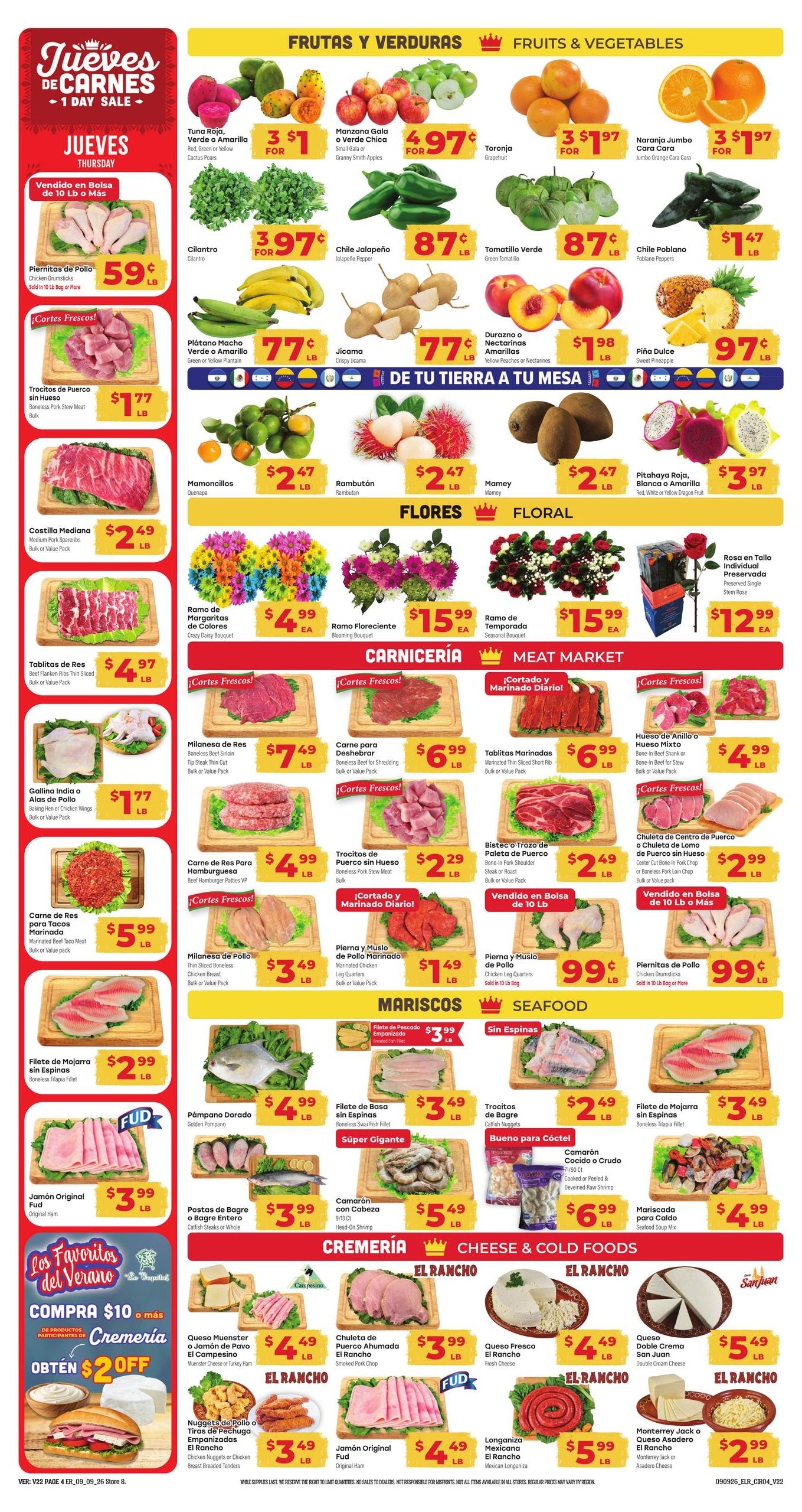 El Rancho Supermercado (Mesquite Area, TX) Weekly Ad September 9 - 15, 2026