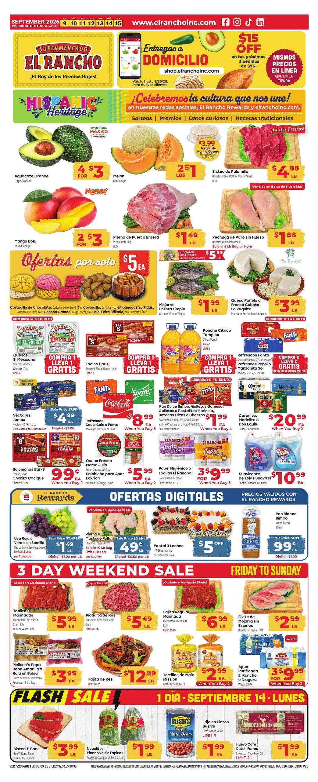 El Rancho Supermercado (Conroe Area, TX) Weekly Ad September 9 - 15, 2026