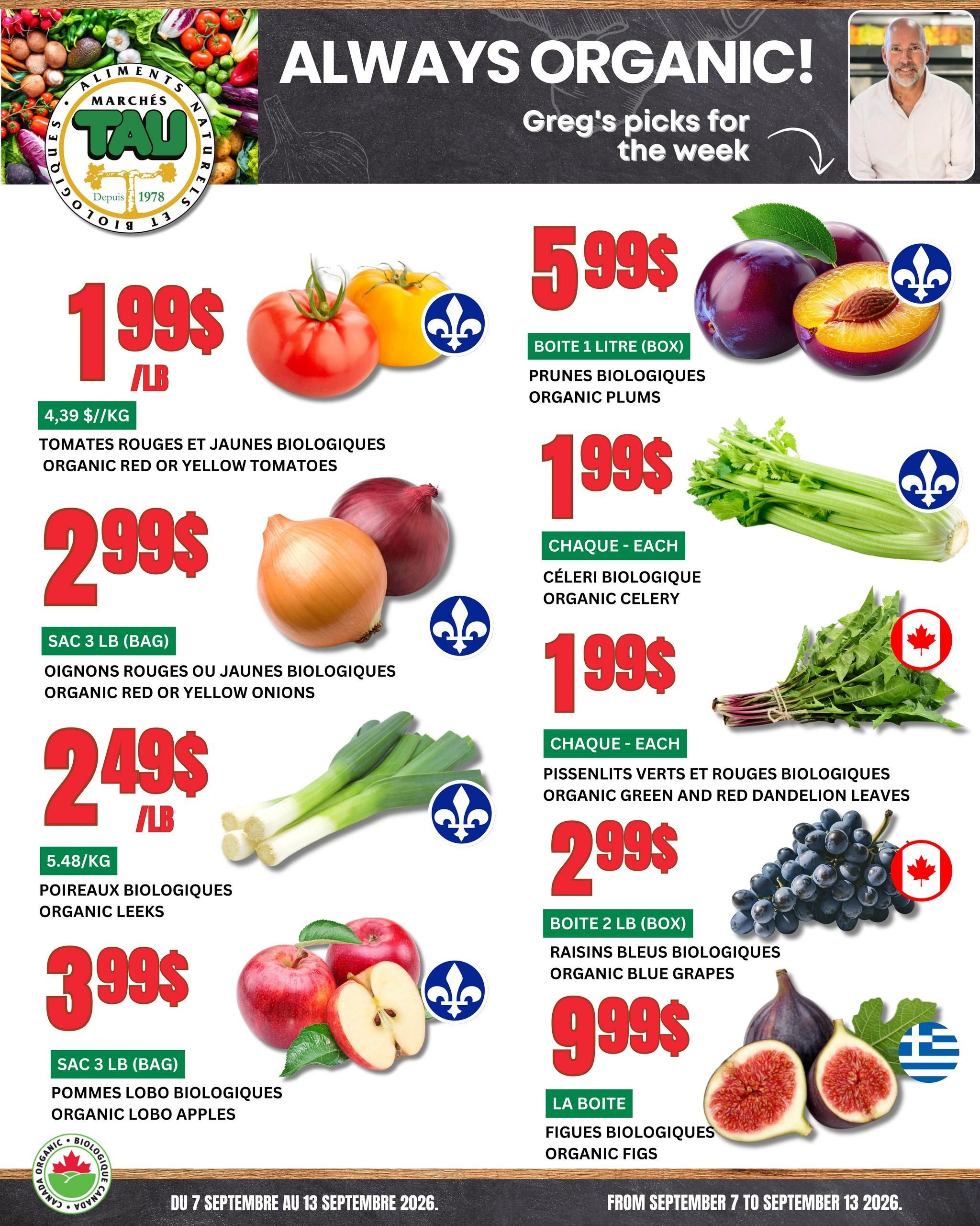 Marches Tau Produce Flyer September 8 to 13