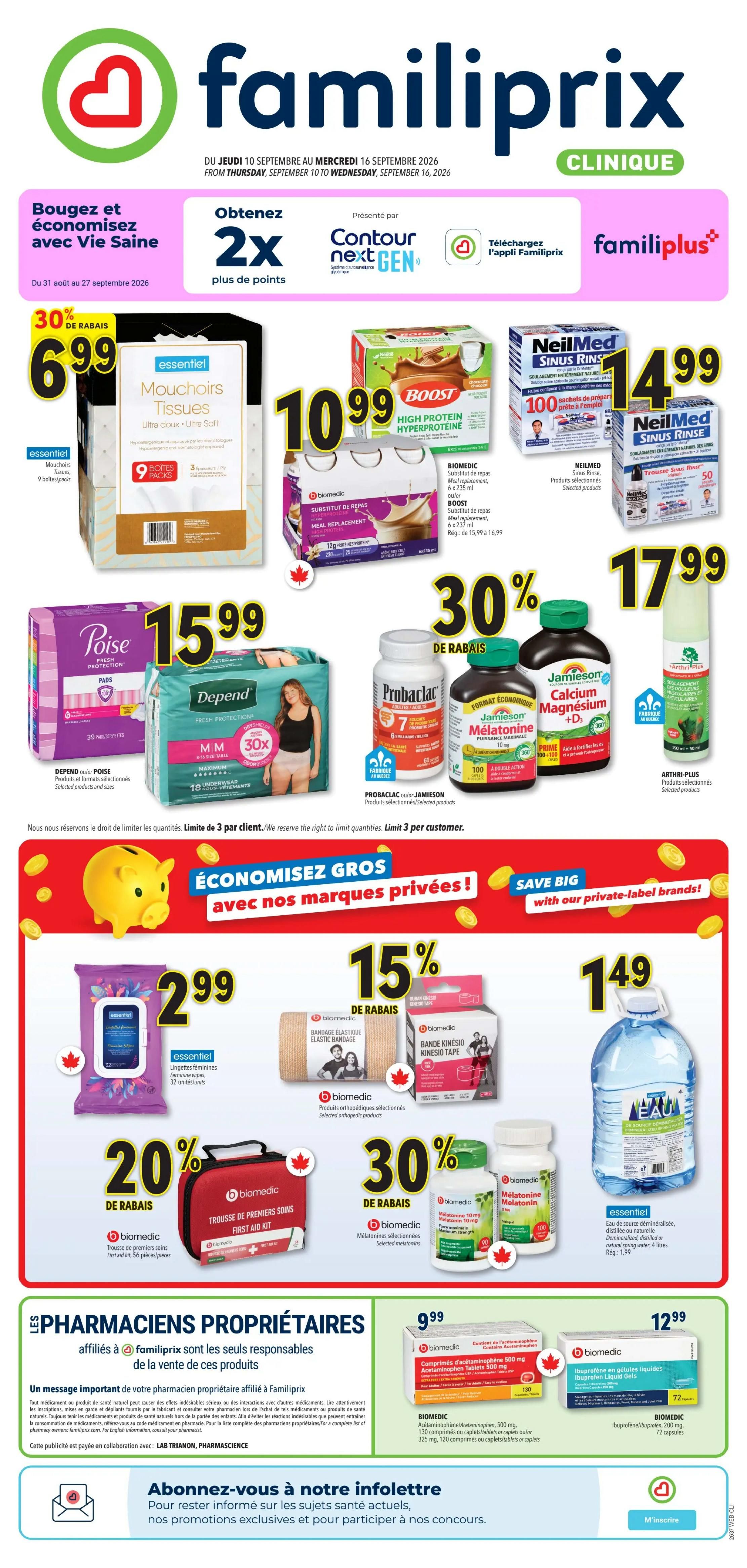 Familiprix Clinique Flyer September 10 to 16
