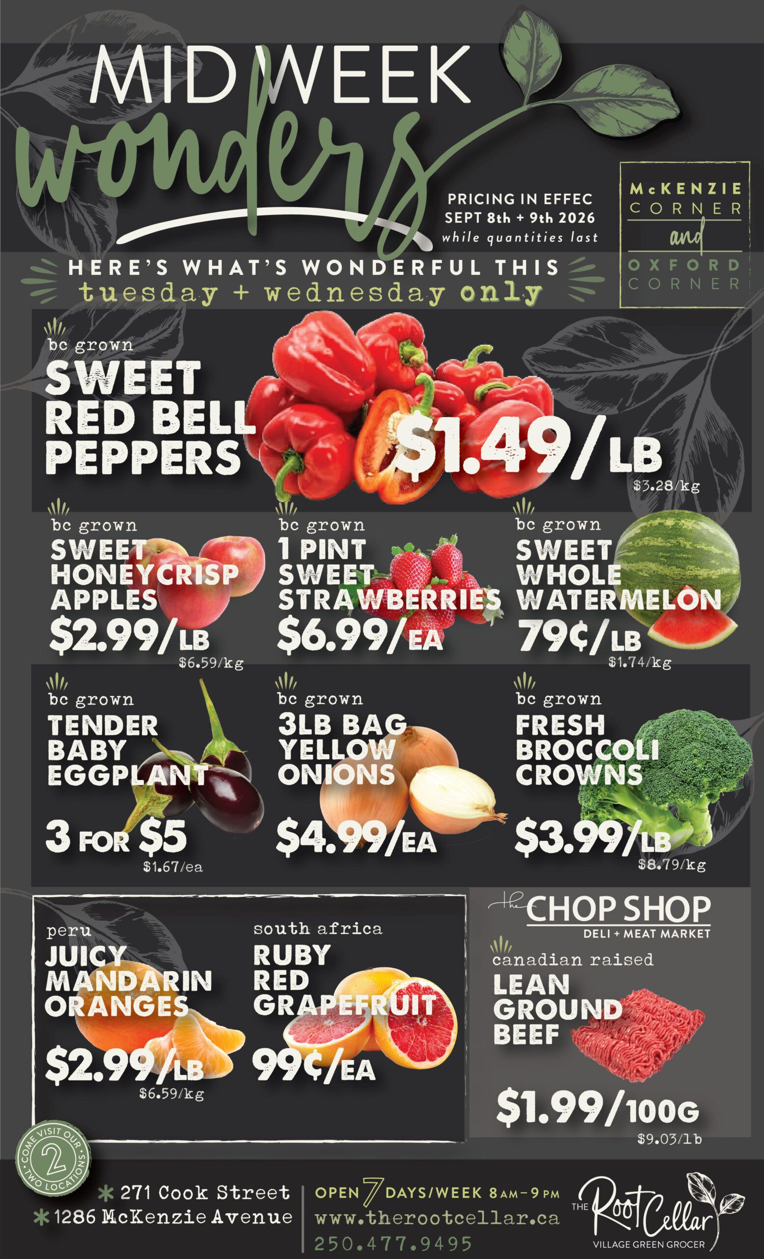 The Root Cellar Mid-Week Flyer September 8 and 9