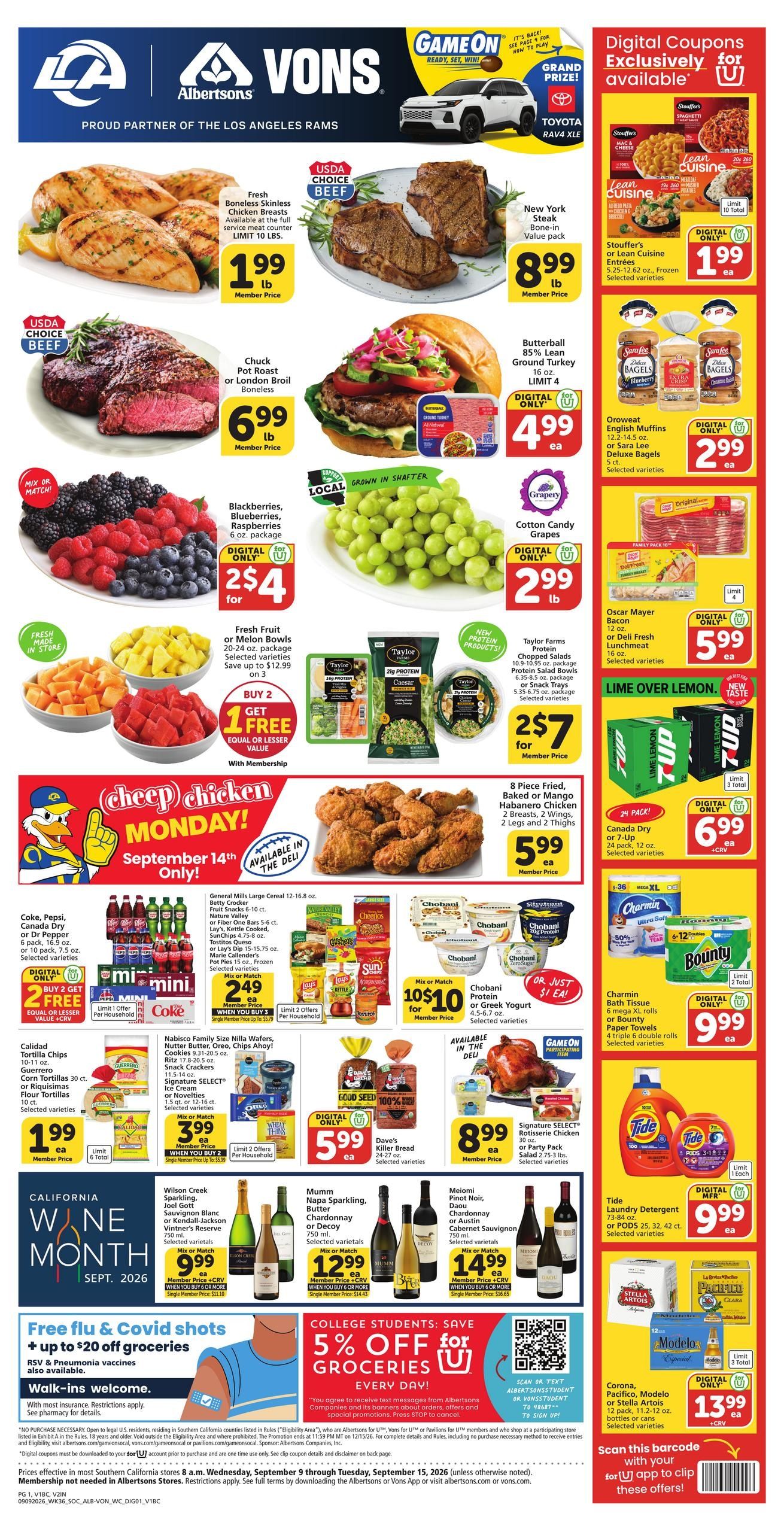 Albertsons (Bakersfield Area, CA) Weekly Ad September 9 - 15, 2026