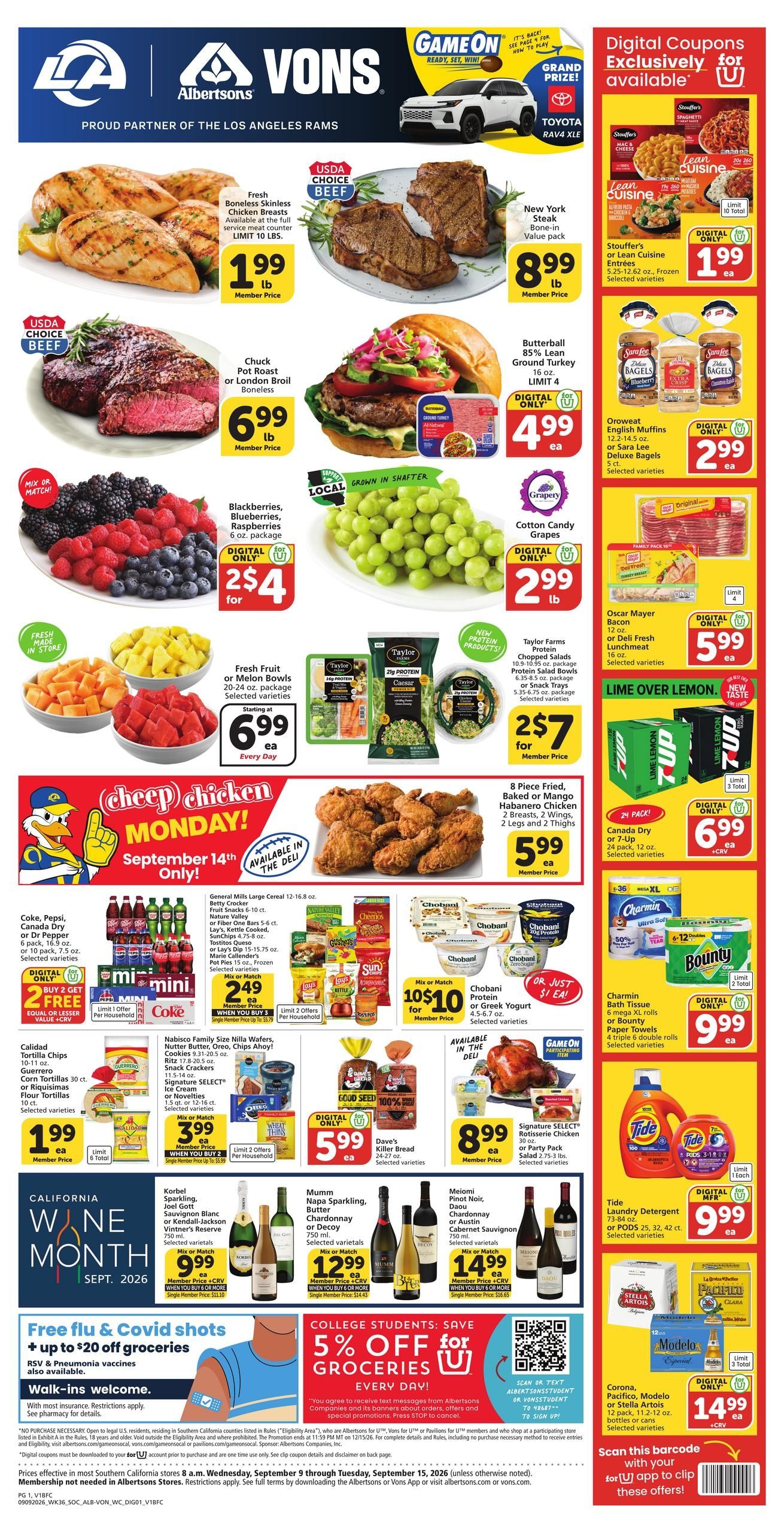 Albertsons (Alhambra Area, CA) Weekly Ad September 9 - 15, 2026
