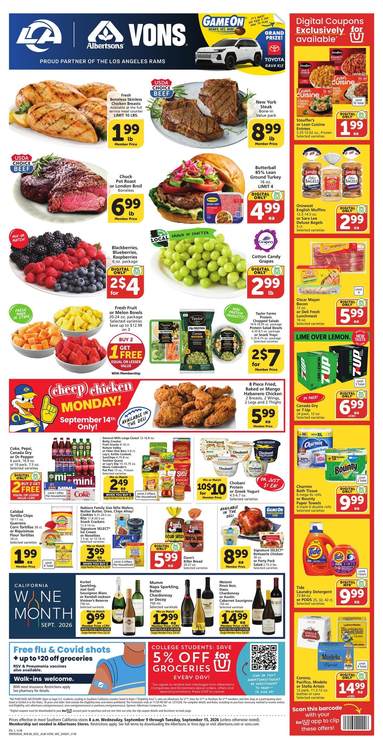 Albertsons (Carlsbad Area, CA) Weekly Ad September 9 - 15, 2026