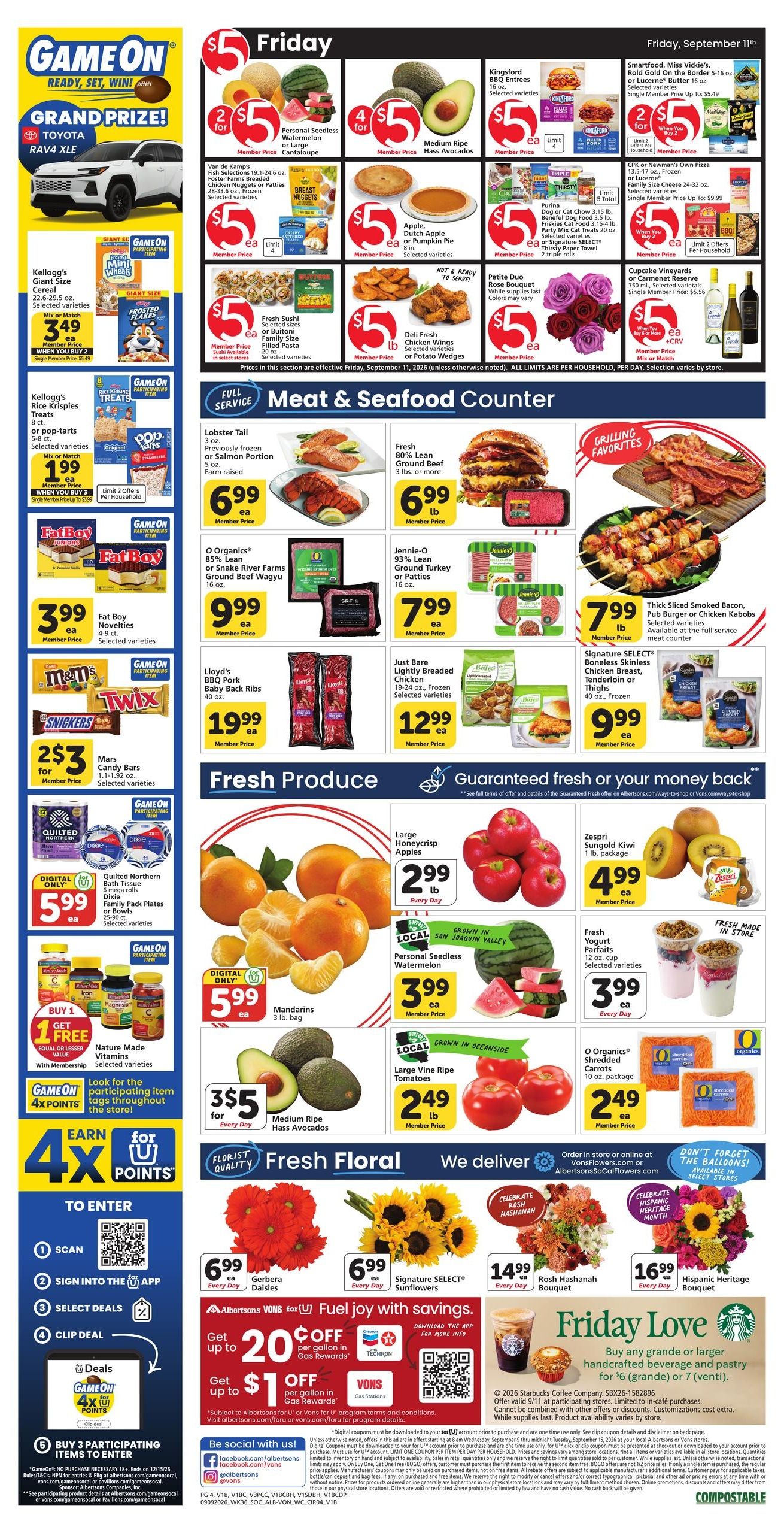 Albertsons (Carlsbad Area, CA) Weekly Ad September 9 - 15, 2026