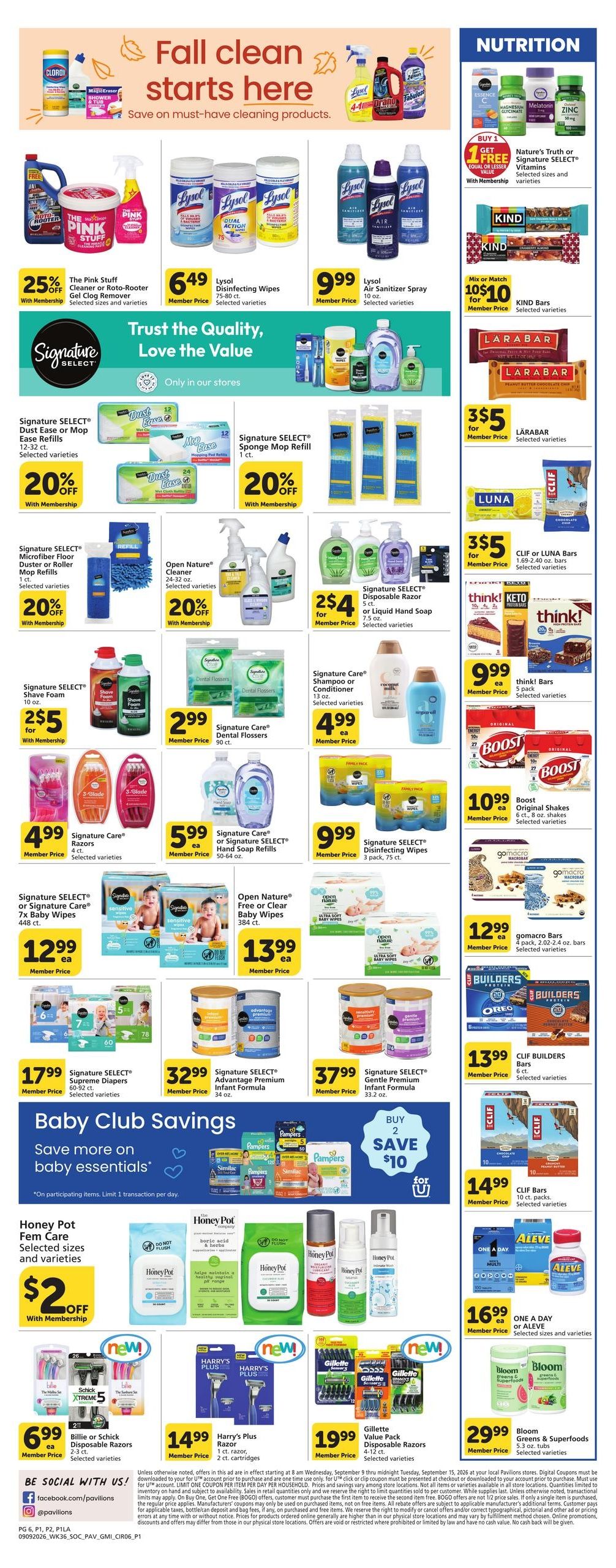 Pavilions (Alhambra Area, CA) Weekly Ad September 9 - 15, 2026