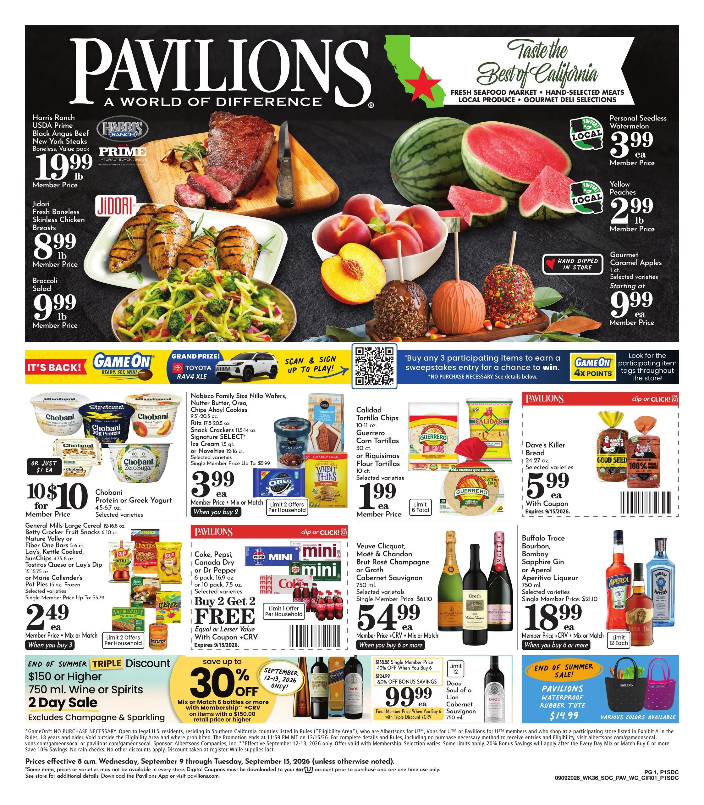 Pavilions (Chula Vista Area, CA) Weekly Ad September 9 - 15, 2026
