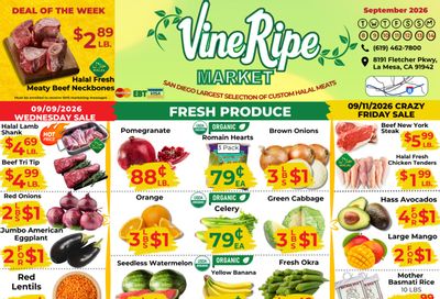 Vine Ripe (8191 Fletcher Parkway, La Mesa, CA) Weekly Ad September 8 - 14, 2026