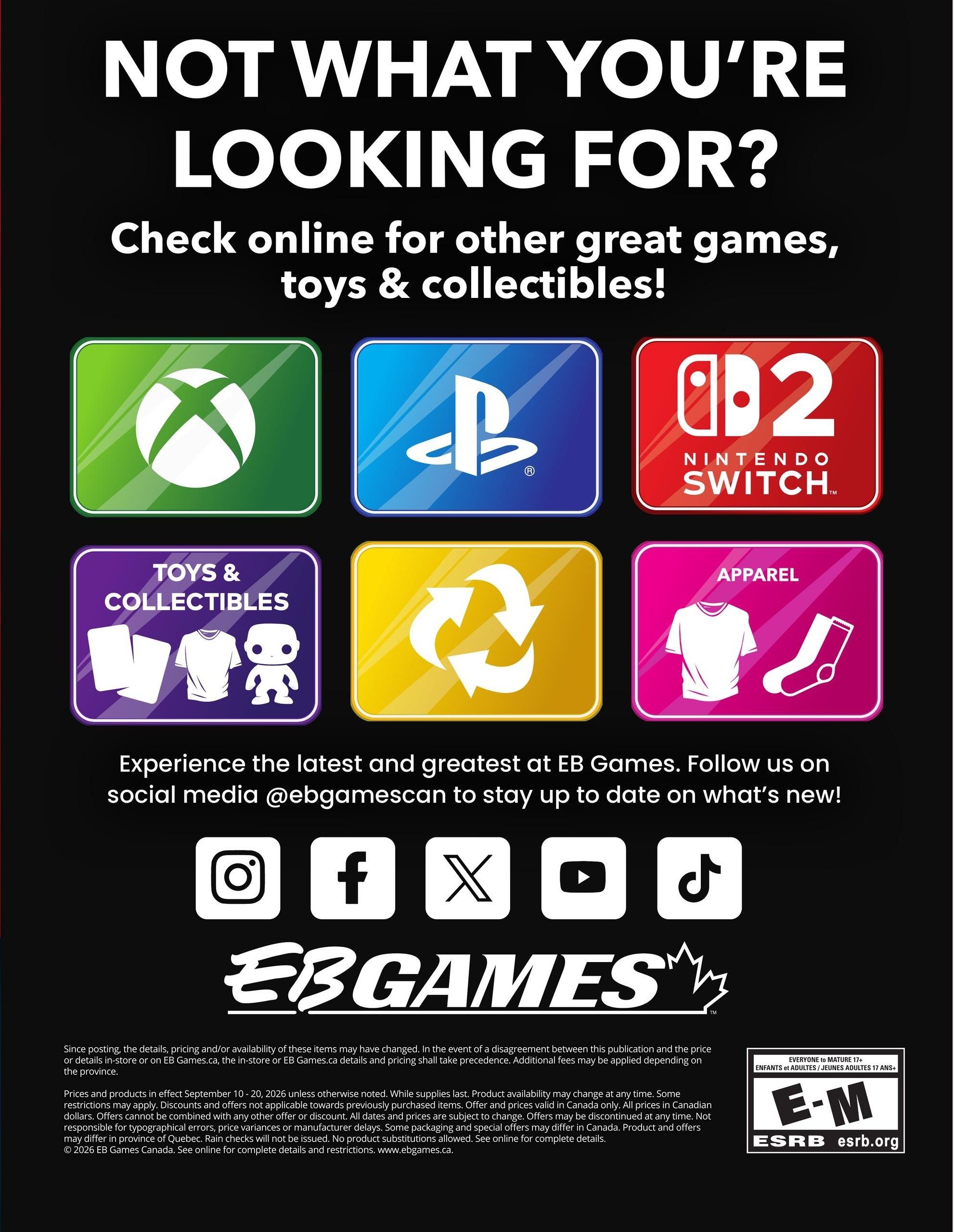 EB Games Flyer September 10 to 20