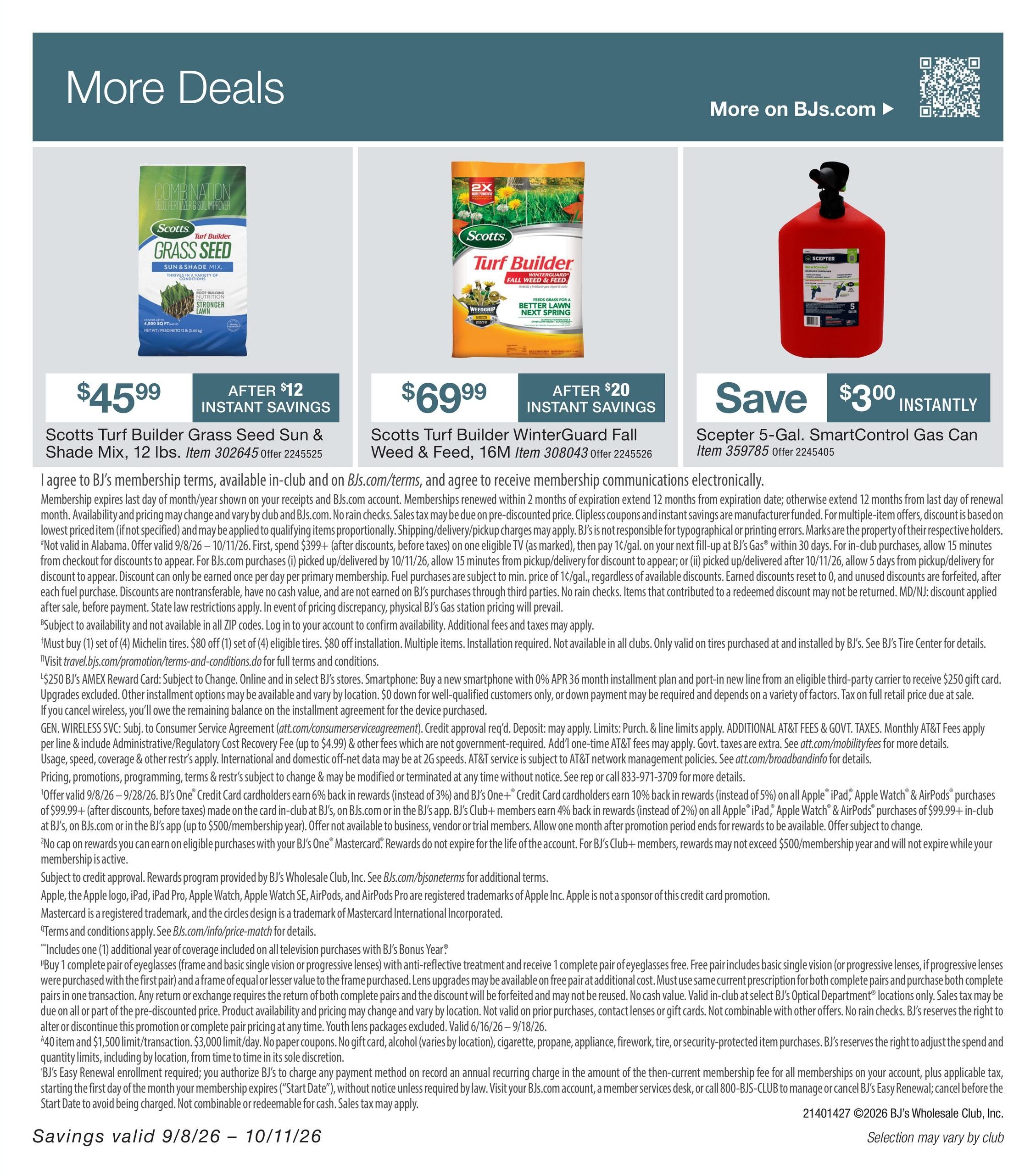 BJ's Wholesale Club Smart Saver Weekly Ad September 8 - October 11, 2026