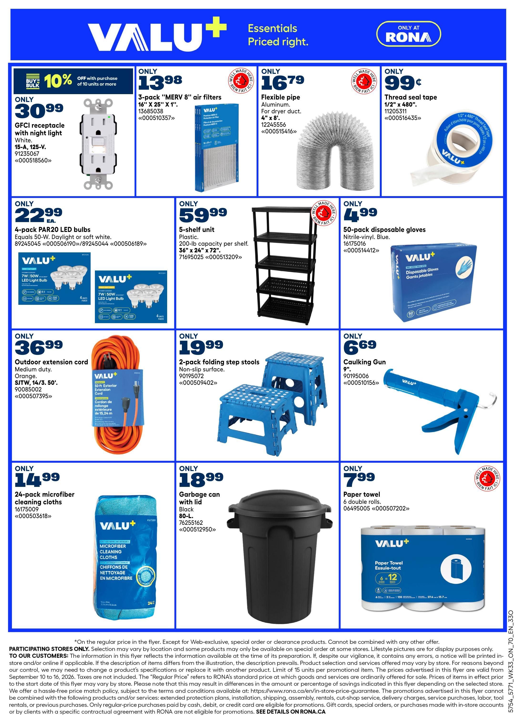 Rona & Rona+ (ON) Flyer September 10 to 16