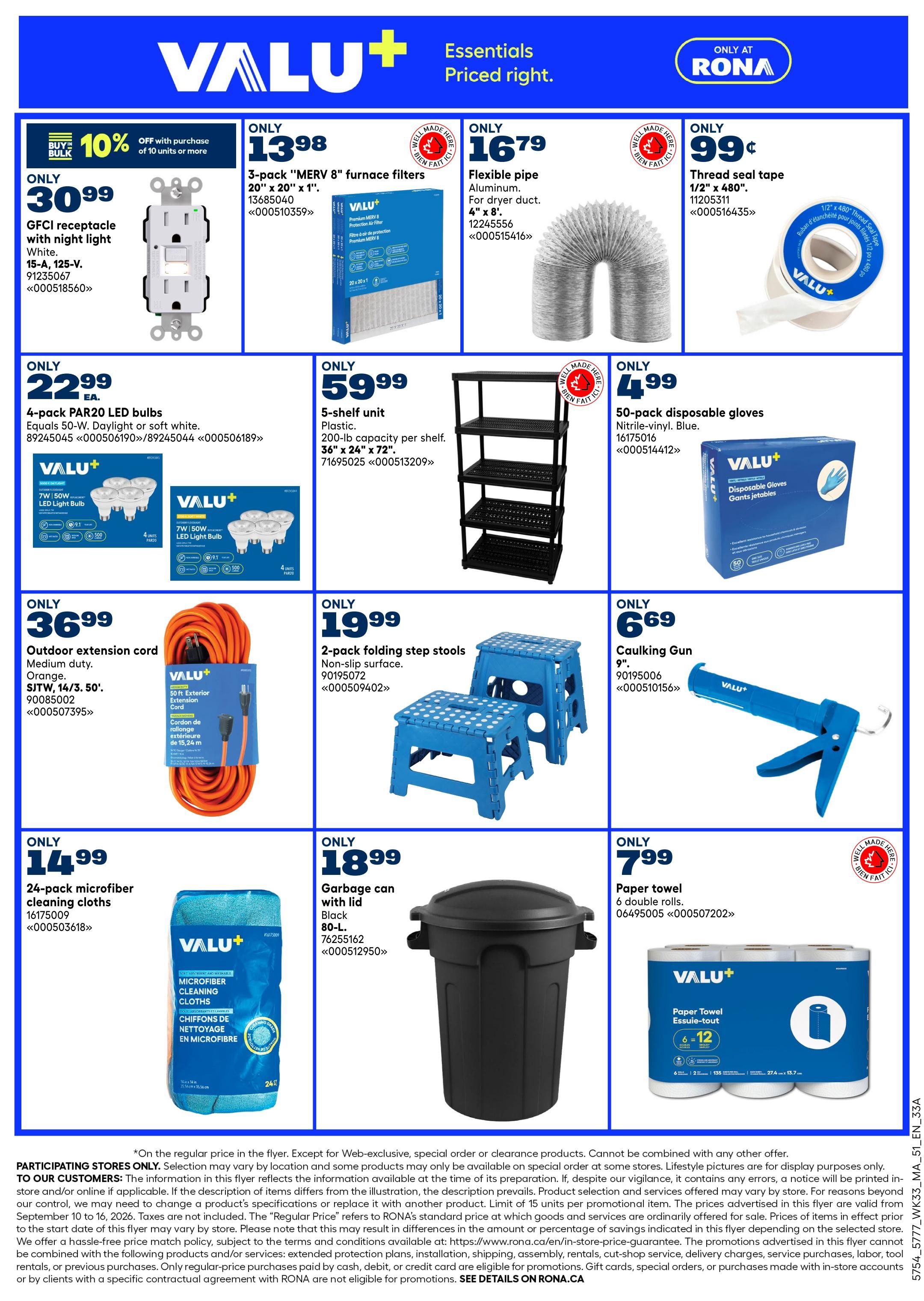 Rona & Rona+ (Atlantic) Flyer September 10 to 16