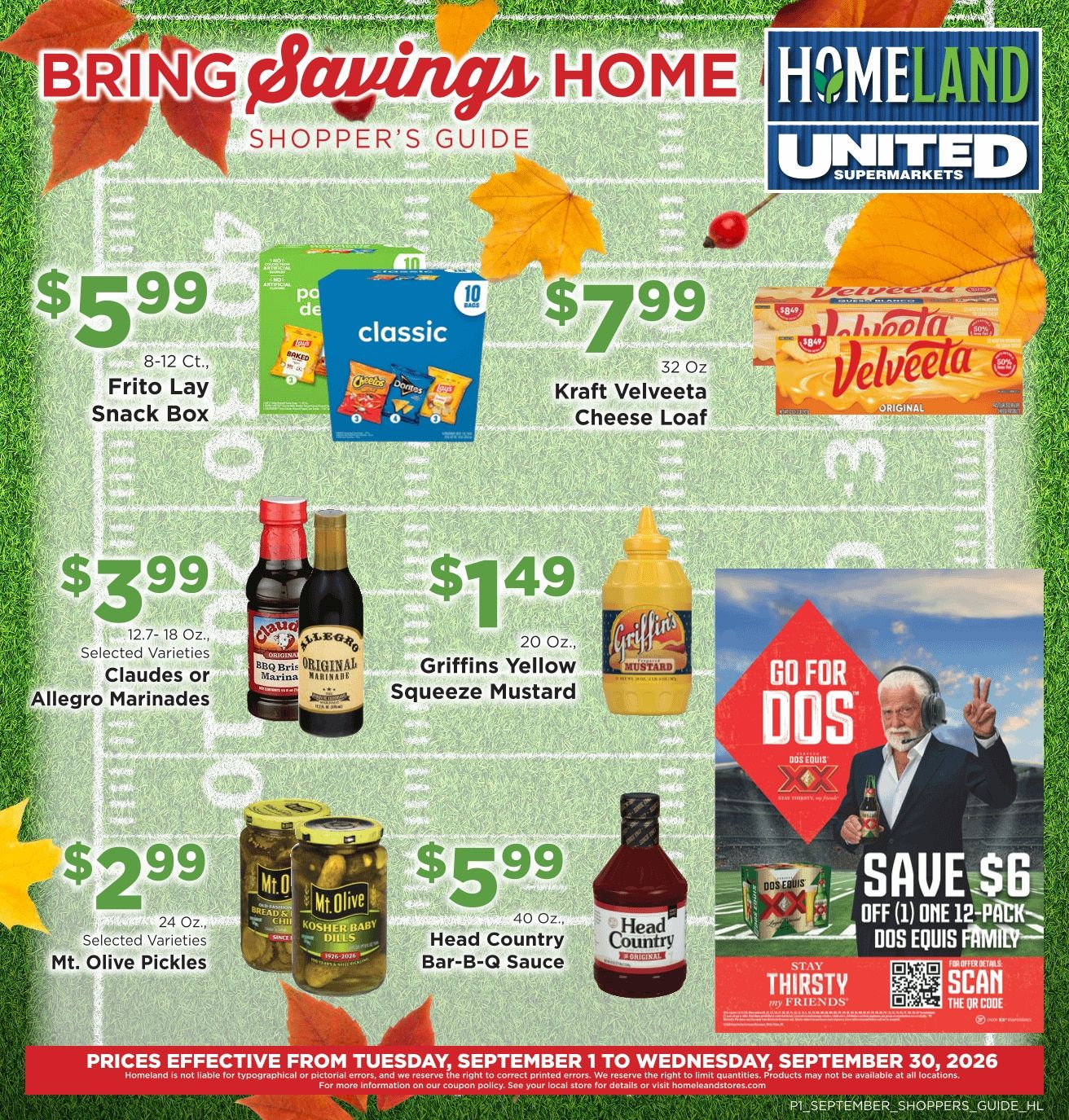 Homeland Stores Bring Savings Home Shopper's Guide Weekly Ad September 1 - 30, 2026
