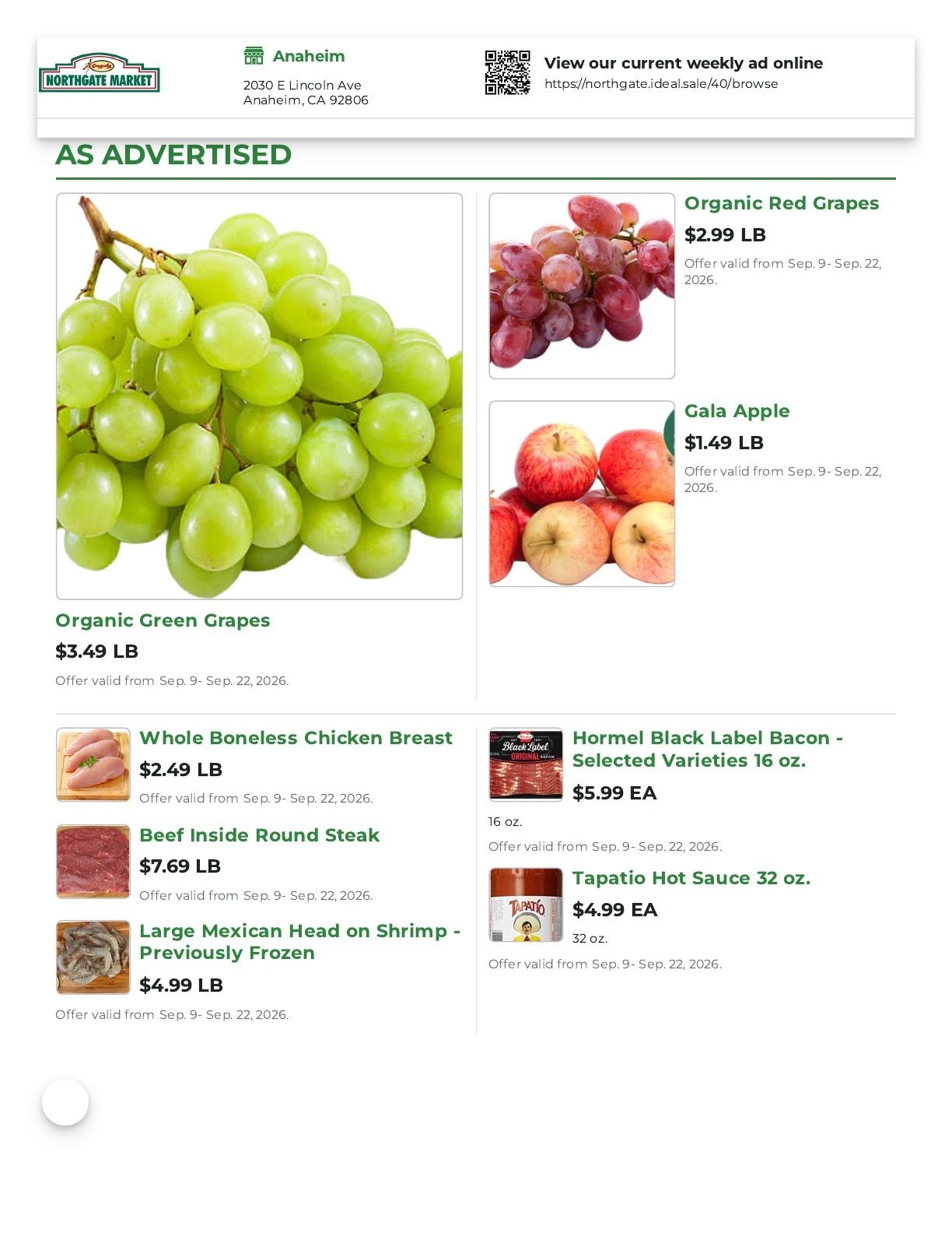 Northgate Market Weekly Ad September 9 - 22, 2026