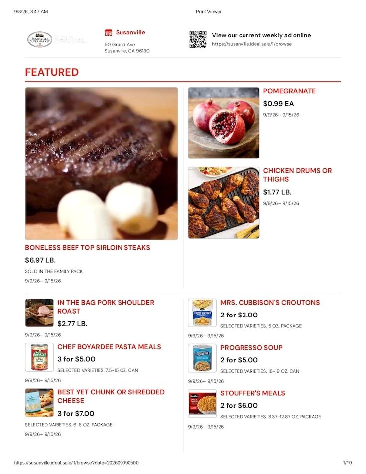 Susanville Supermarket IGA Weekly Ad September 9 - 15, 2026