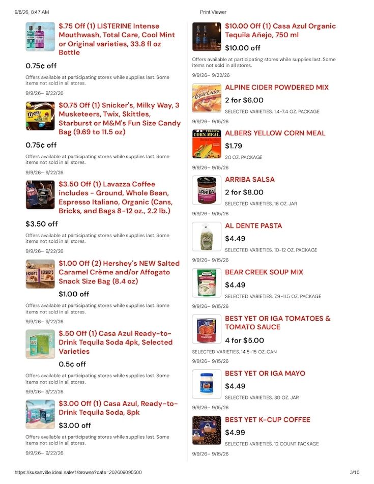 Susanville Supermarket IGA Weekly Ad September 9 - 15, 2026
