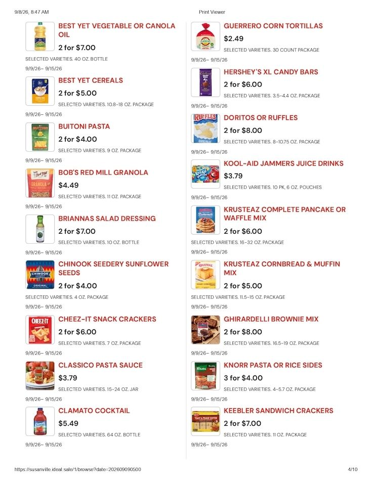 Susanville Supermarket IGA Weekly Ad September 9 - 15, 2026