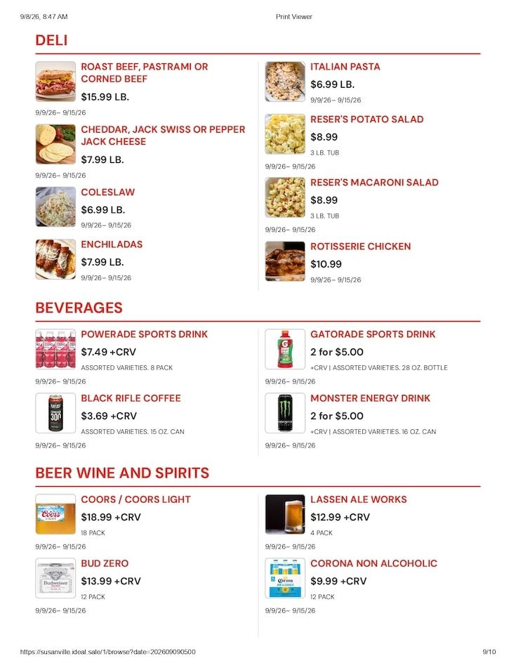 Susanville Supermarket IGA Weekly Ad September 9 - 15, 2026